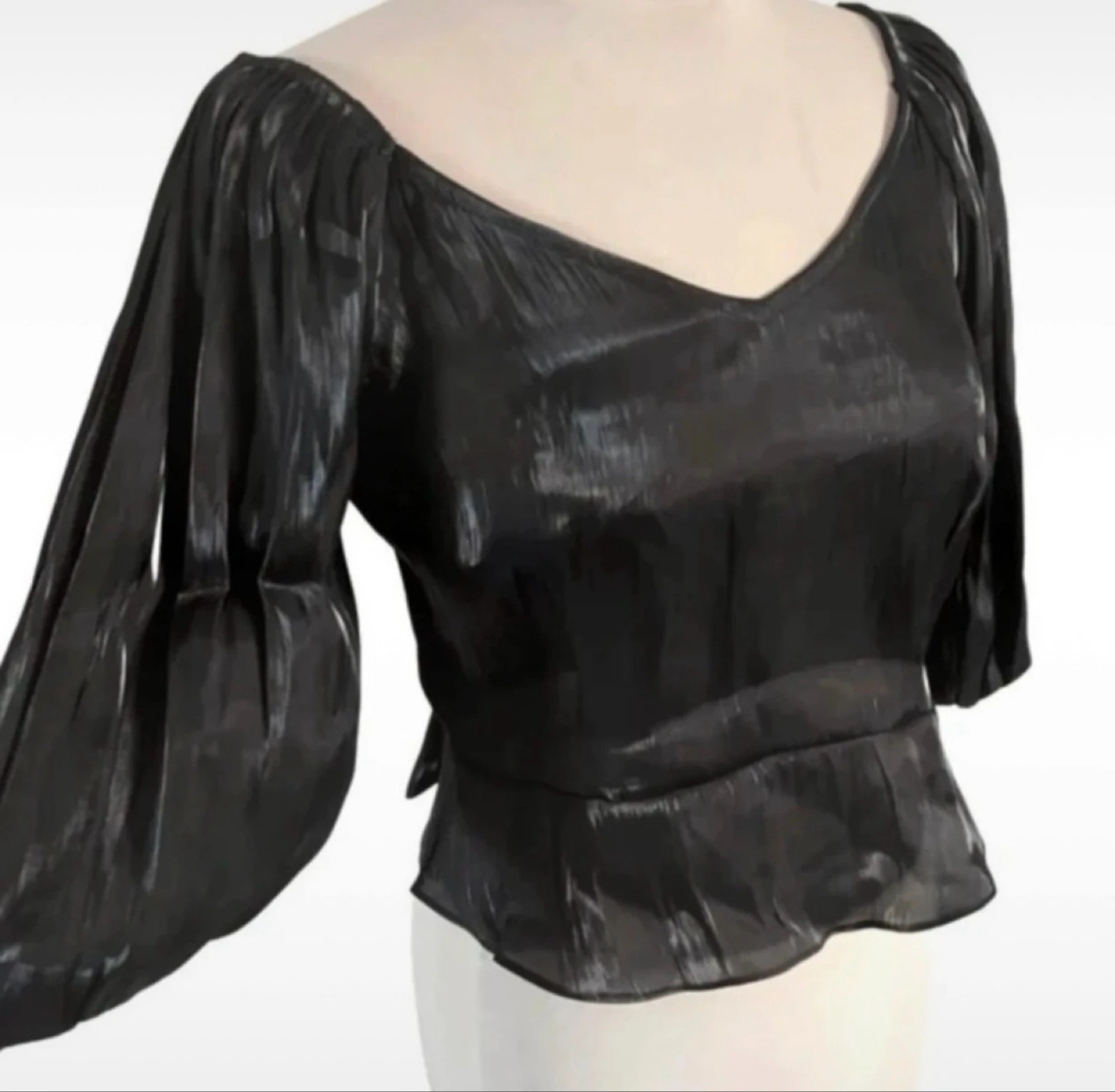 Pieces zwarte blouse met pofmouwen maat M – photo 8